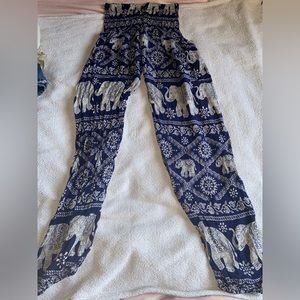 Blue elephant flowey pants